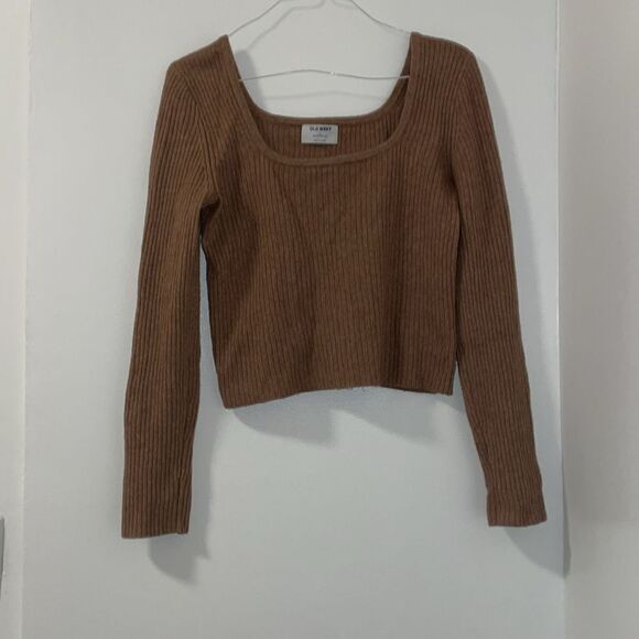 Old navy women’s long sleeve soft ribbed top brown sweater blouse size medium - Picture 5 of 9